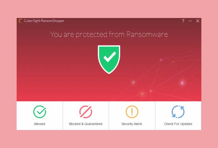 Cybersight ransomstopper menu antiramsomware